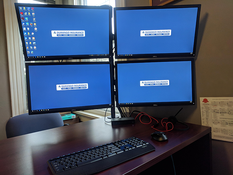 4 Monitor Computer Setup for Insurance Broker